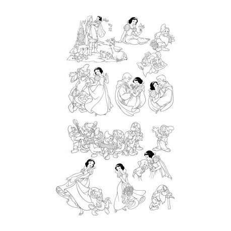 458x458 Snow White And The Seven Dwarfs Line Art Free Vector