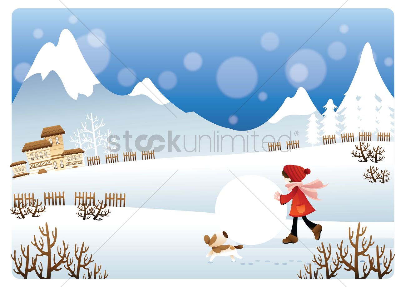 1300x919 Girl Playing With Snowball Vector Image