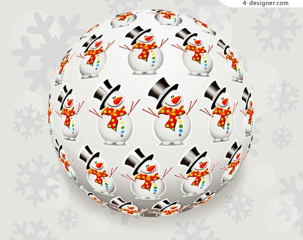 600x475 Designer Cute Christmas Snowball Vector Material