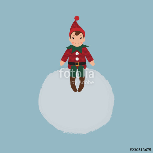 500x500 Christmas Elf Is Sitting On A Snowball Vector Illustration