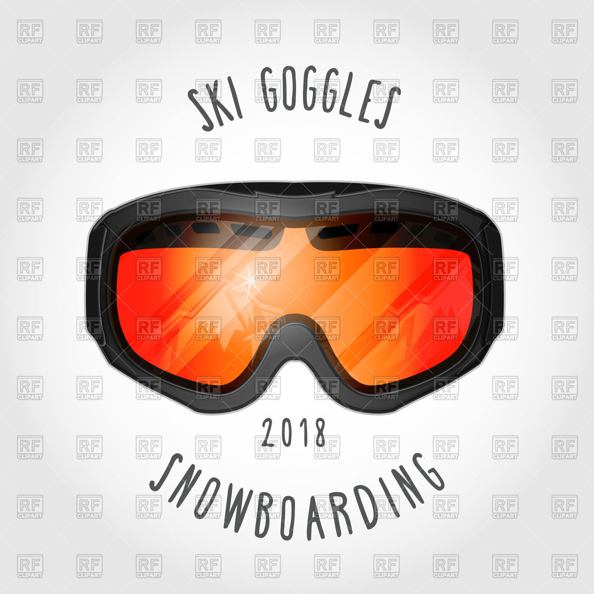 1200x1200 Snowboard Or Ski Goggles With Reflection Of Mountains Vector Image
