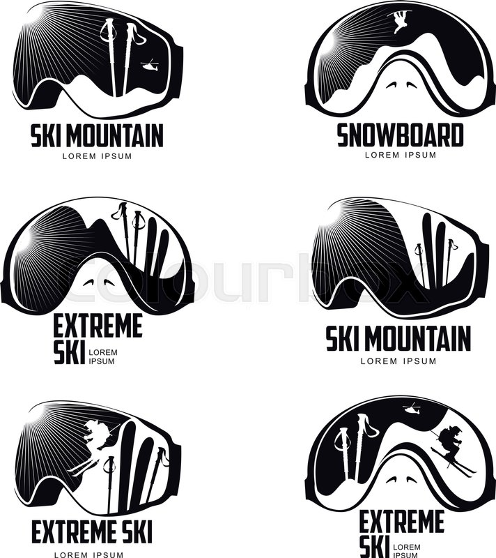 712x800 Black And White Graphic Mountain Skier Stock Vector Colourbox