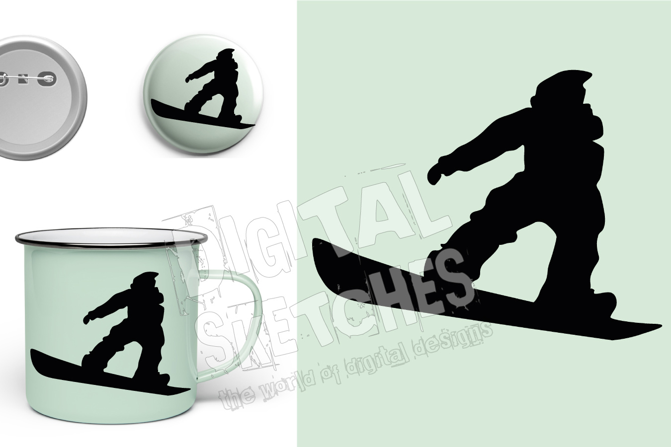 1350x900 Snowboard Vector Graphic, Winter Sport