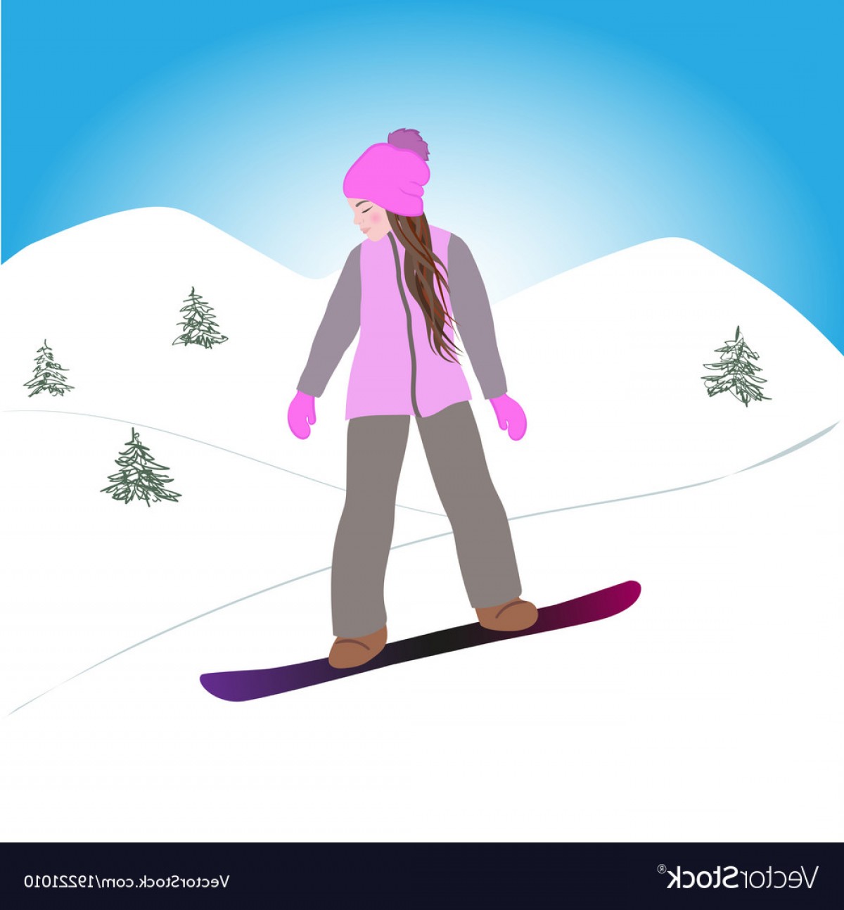 Девушка сноуборд вектор
