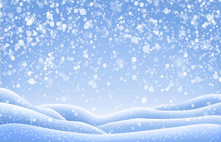 760x490 Christmas Landscape With Snow Caps And Falling Snowfall Vector