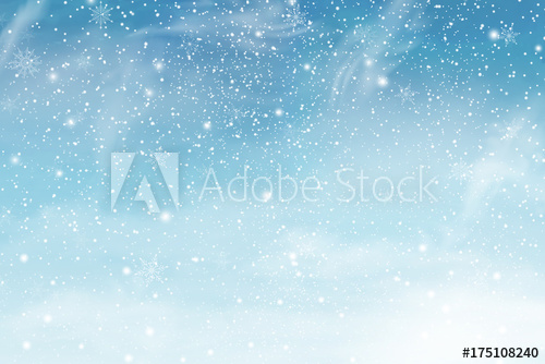 500x334 Winter Christmas Sky With Falling Snow Snowflakes, Snowfall