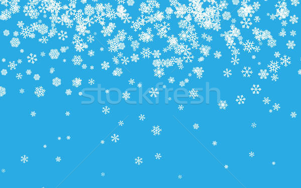 600x375 Christmas Snow Flat Falling Snowflakes On Blue Background