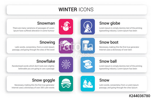 500x325 Set Of White Winter Icons Such As Snowman, Snowing, Snowflake