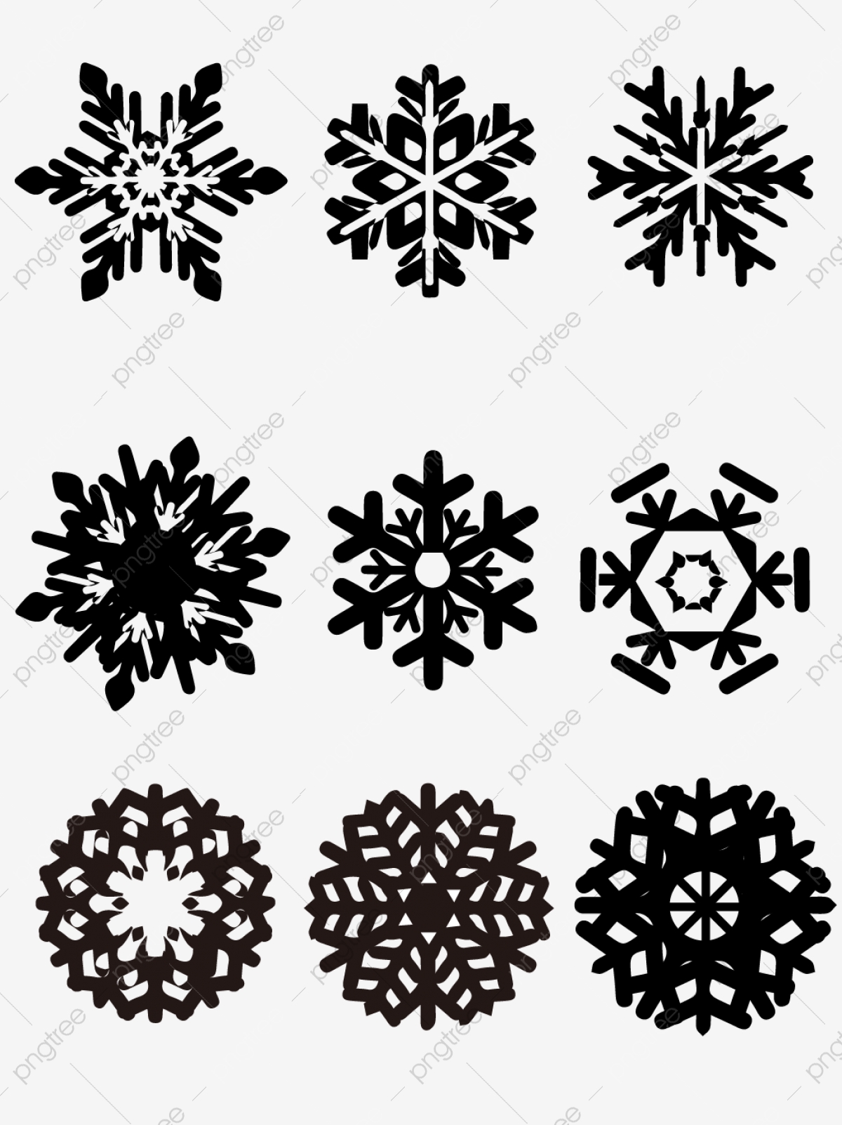 1200x1602 Snowflake Silhouette Black And White Set Illustration Material