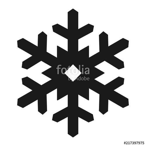 500x500 Simple, Flat, Black Silhouette Snowflake Icon Isolated On White