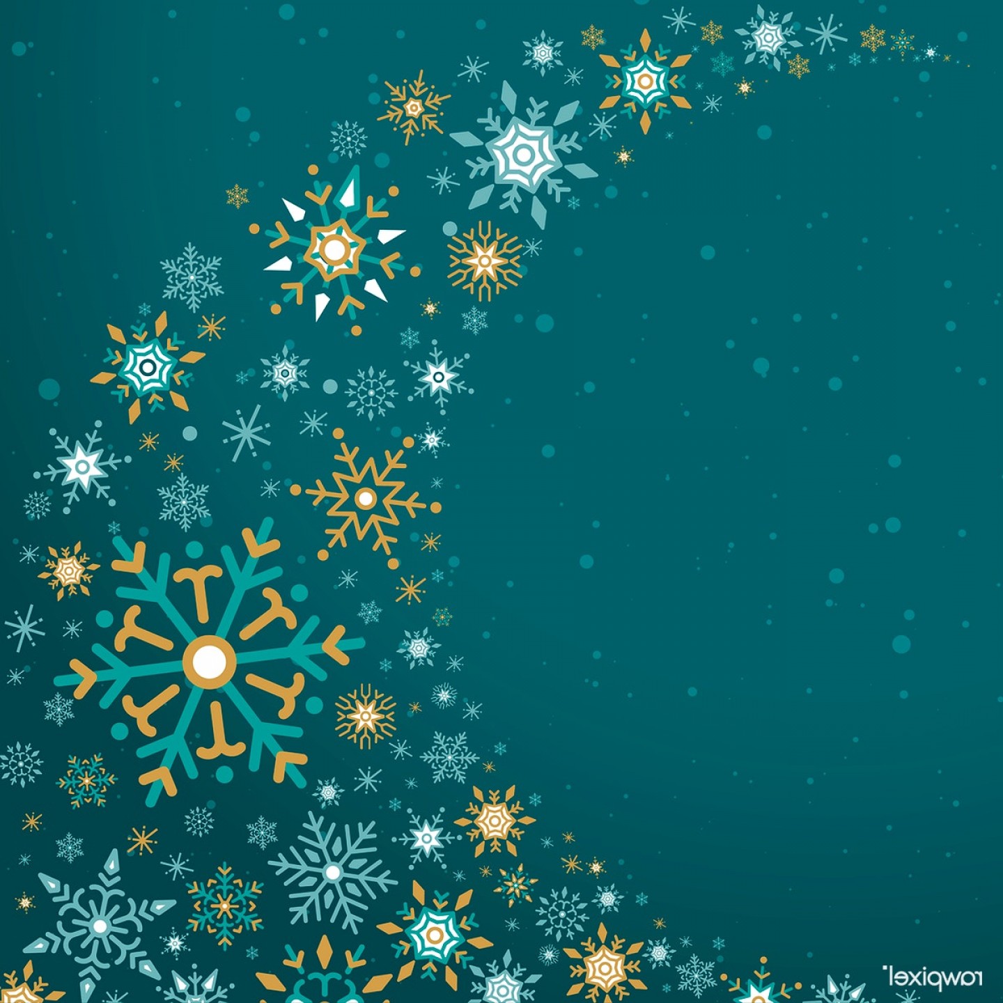 1440x1440 Green Christmas Winter Holiday Background Snowflake Vector