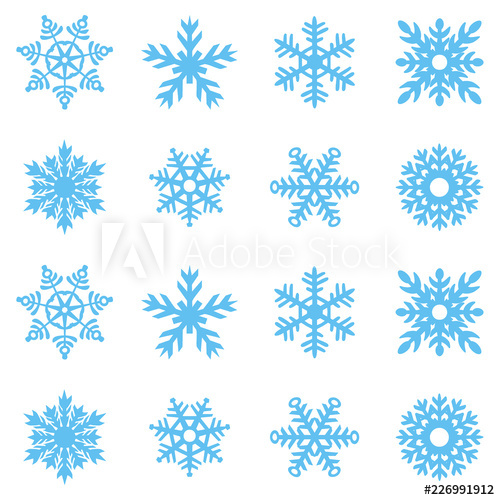 500x500 Snowflake Vector Icon Background Set Blue Color Winter White