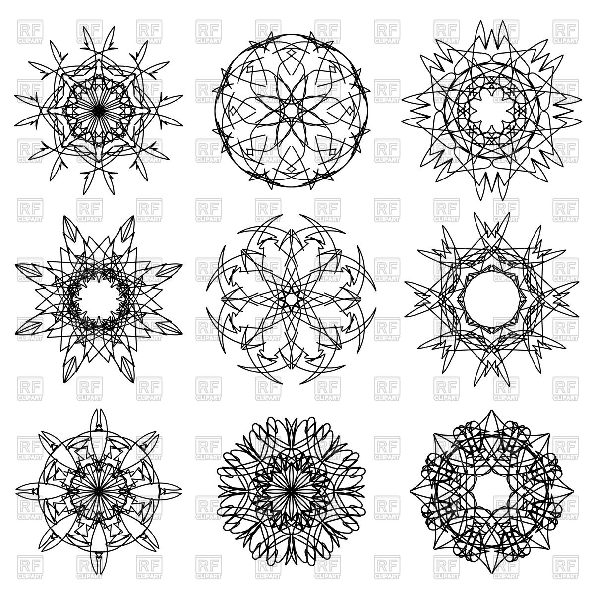 1200x1200 Ornamental Patterns Of Snowflake Vector Image Of Design Elements