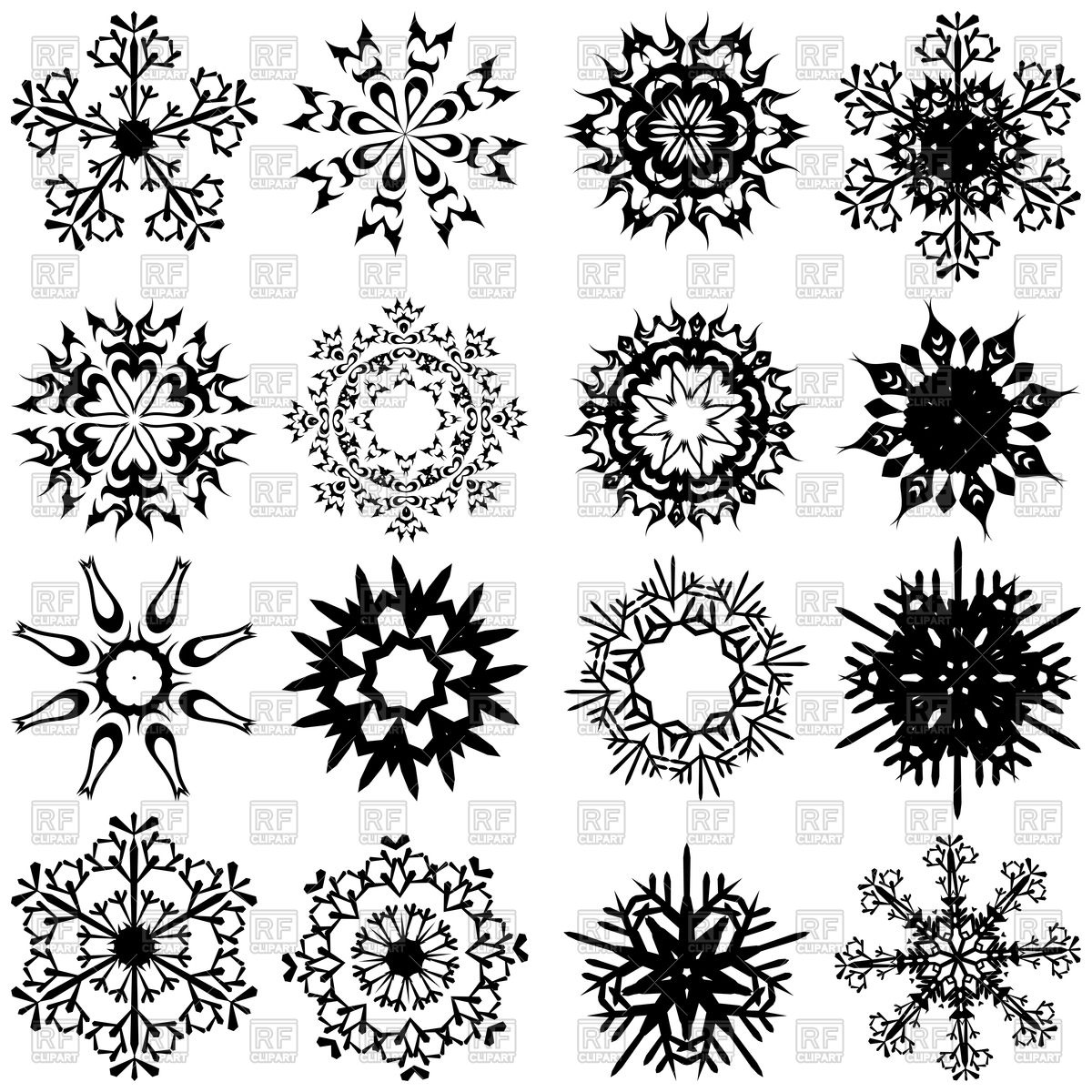 1200x1200 Set Of Winter Frozen Snowflakes Vector Image Of Design Elements