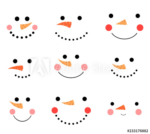 Cute And Funny Vector Snowman Face Icons 500x446 Cute And Funny Vector Snowman Face Icons