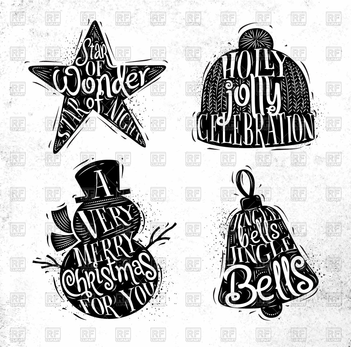 1200x1186 Silhouette Of Christmas Elements Star, Snowman, Bell And Winter