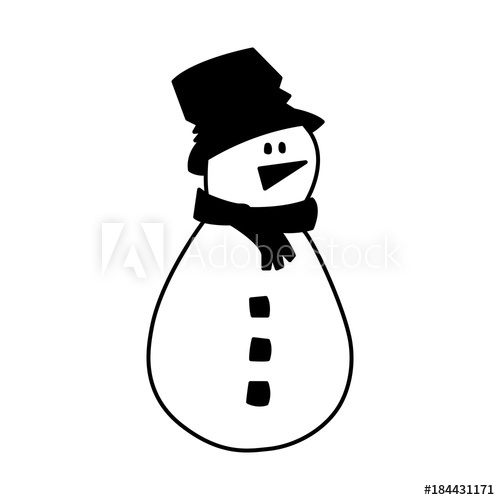 500x500 Snowman Vector Illustration Christmas Holiday Decor Cartoon