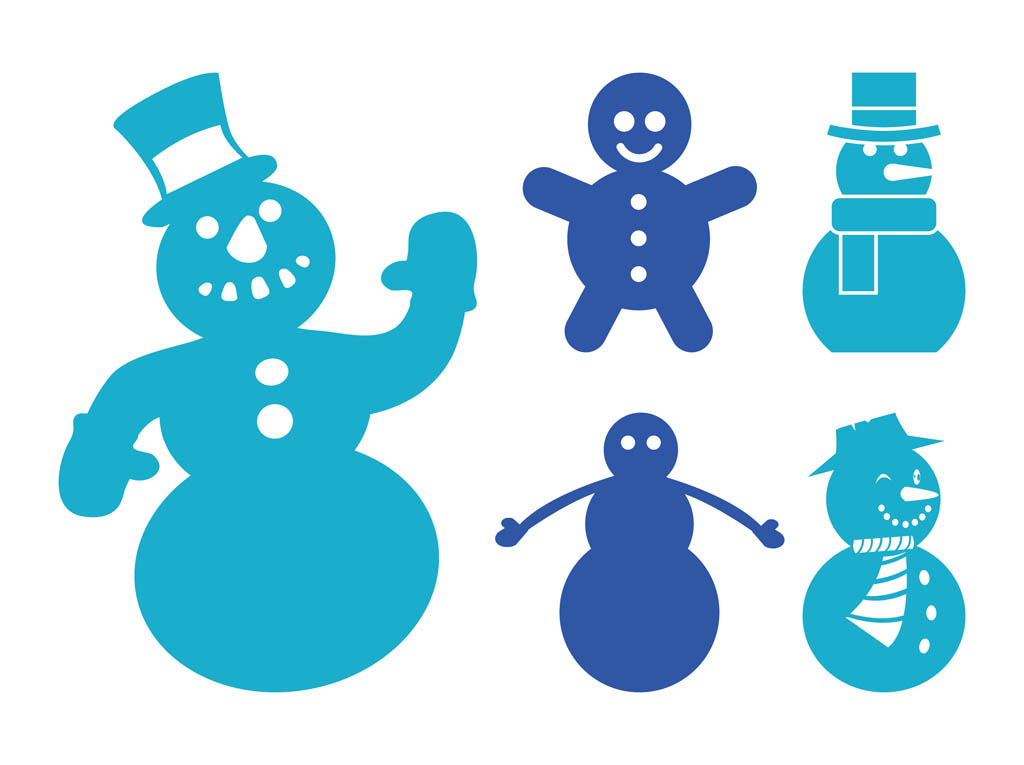 1024x765 Snowmen Silhouettes Vector Art Graphics