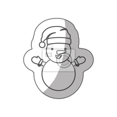 400x400 Sticker Sketch Silhouette Cartoon Snowman Christmas Design Vector
