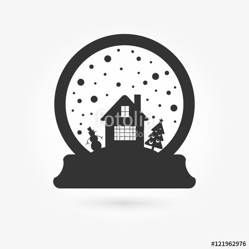 500x500 Vector Illustration Of A Christmas Snow Globes Silhouette
