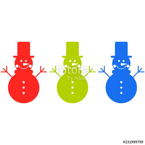 500x500 Vector Illustration Of A Colorful Snowman Silhouettes Stock Image