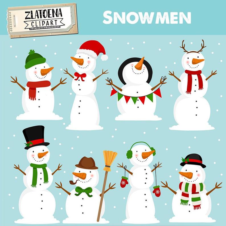 794x794 Snowman Clipart Winter Clip Art Snow Clipart Snowman Vector Etsy