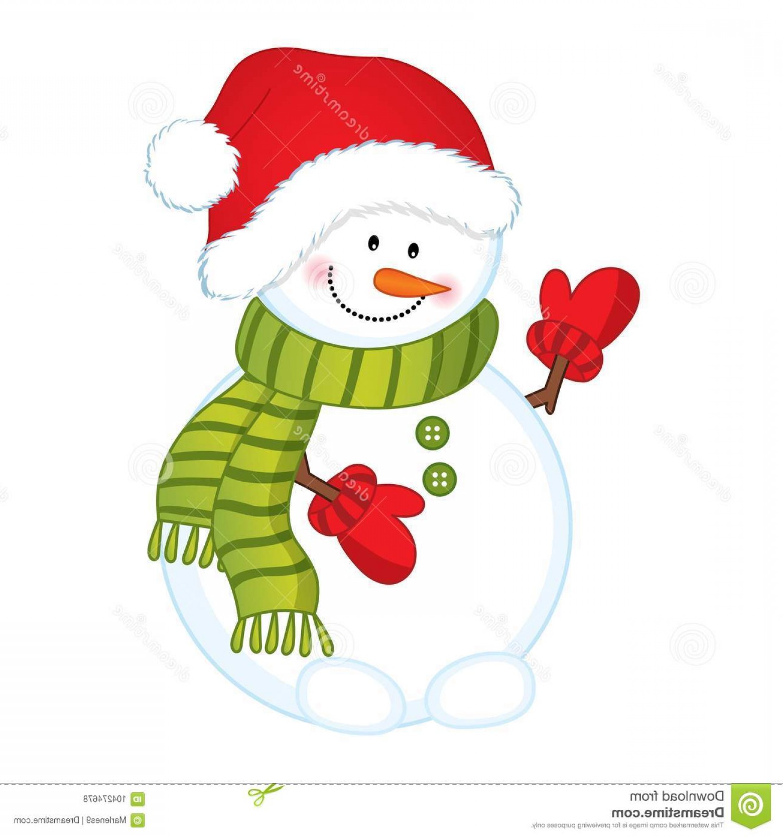 1560x1668 Vector Cute Snowman Red Hat Green Scarf Vector Cute Snowman Red