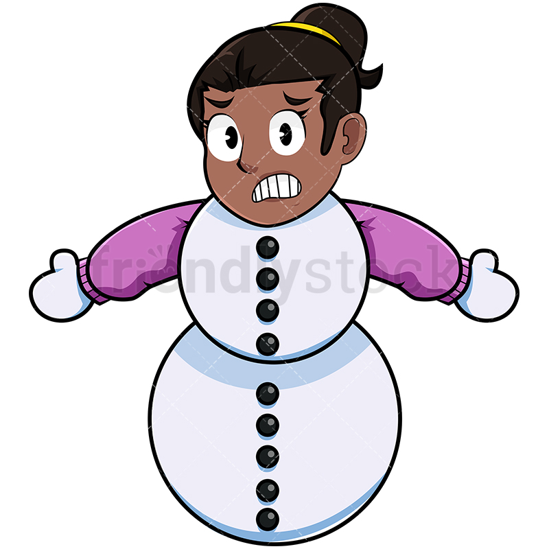 800x800 Black Woman Turning Into Snowman Cartoon Vector Clipart
