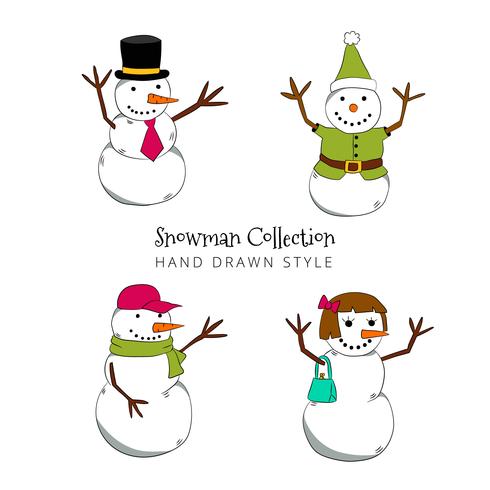 490x490 Hand Drawn Snowman Character Vectors