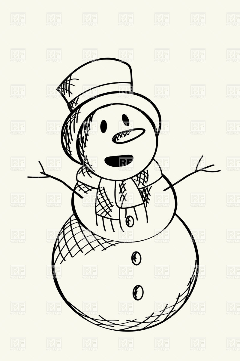 800x1200 Hand Drawn Sketch Of Snowman Vector Image Of Holiday Lirch