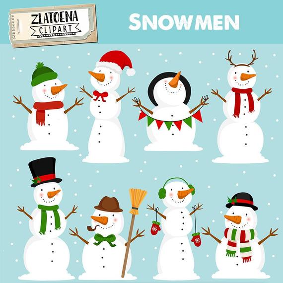 570x570 Snowman Clipart Winter Clip Art Snow Clipart Snowman Vector Etsy