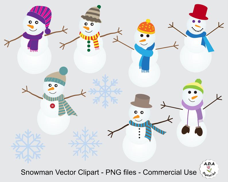 794x635 Snowman Clipart Snowmen Vector Graphic Winter Vector Clip Etsy