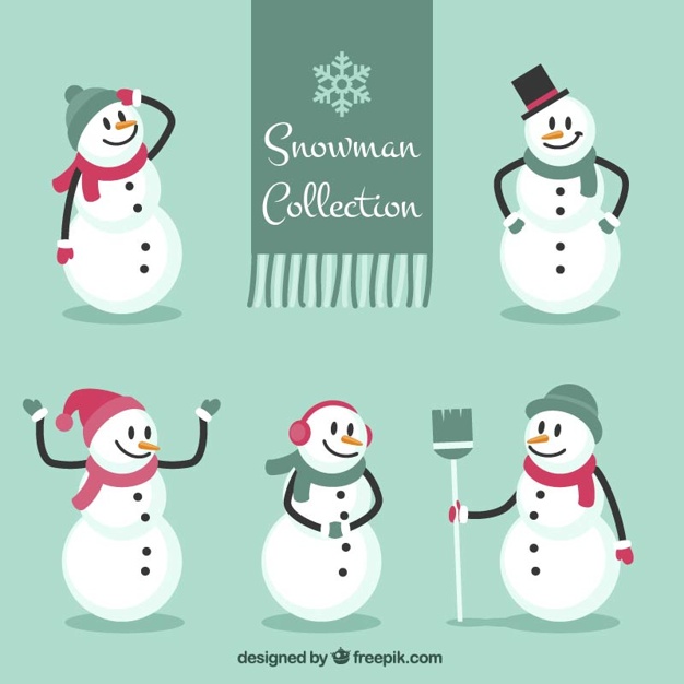626x626 Snowman Collection With Scarves Vector Free Download