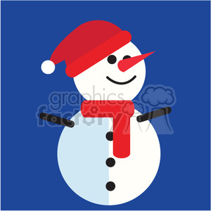 300x300 Snowman With Santa Hat On Blue Square Icon Vector Art Clipart