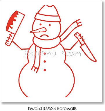 362x382 Crazy Snowman Vector Illustration, Art Print Barewalls Posters