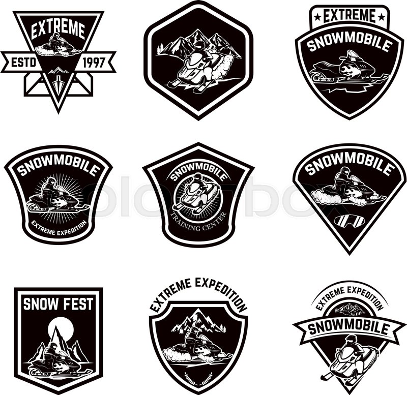 800x777 Set Of Snowmobile Sport Emblems Snow Stock Vector Colourbox