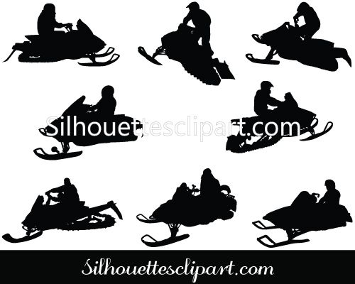 500x400 Snowmobiling Riding Silhouette Sports Vector Graphics