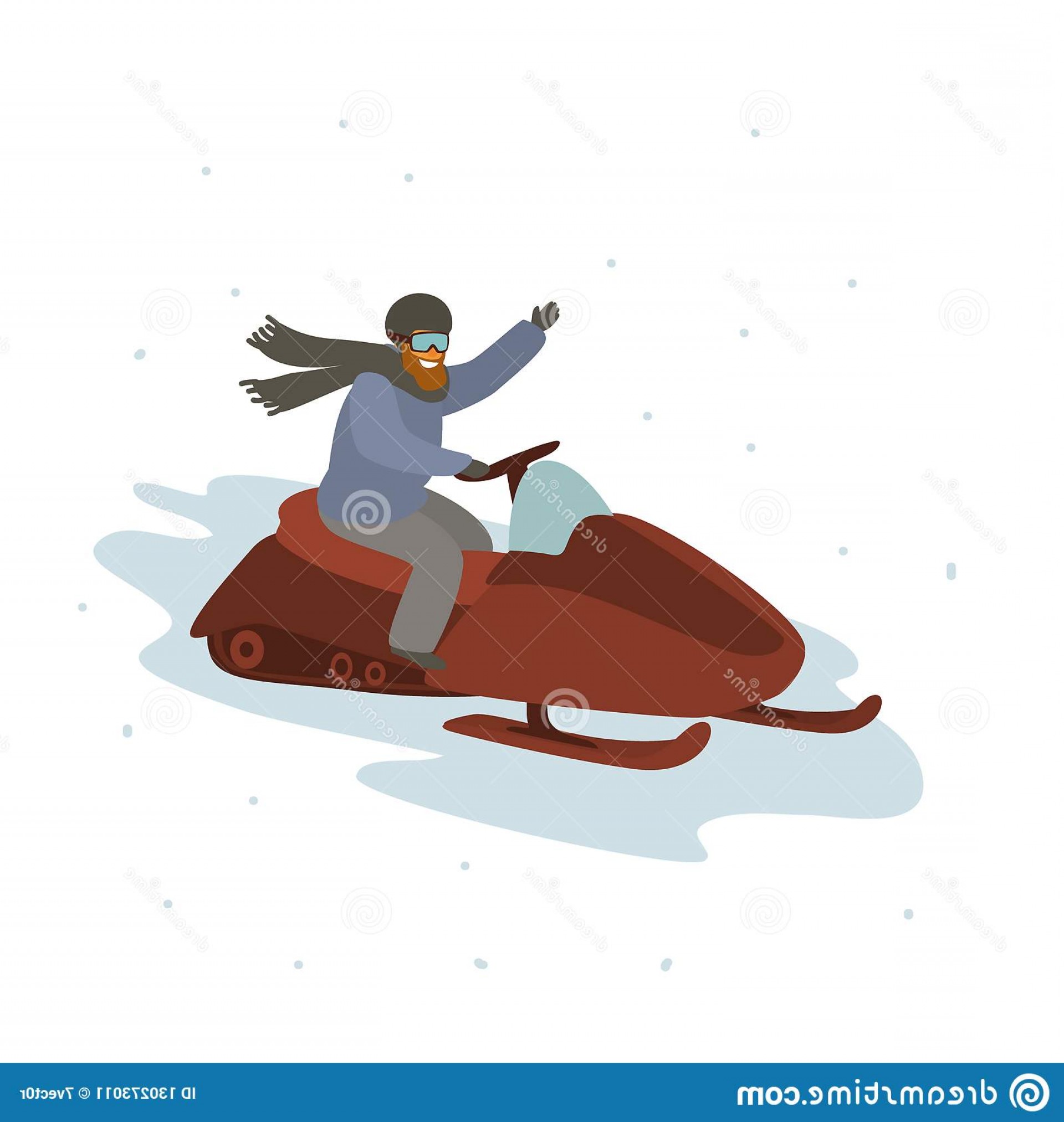 1920x2026 Man Driving Snowmobile Winter Cartoon Vector Illustration Man