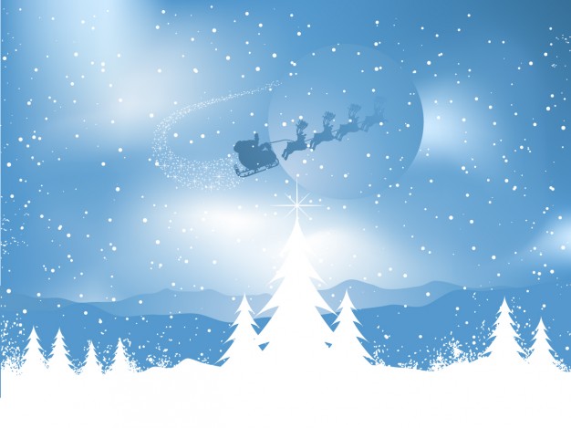 626x469 Santa Claus Sledge On Snowy Background Vector Free Download