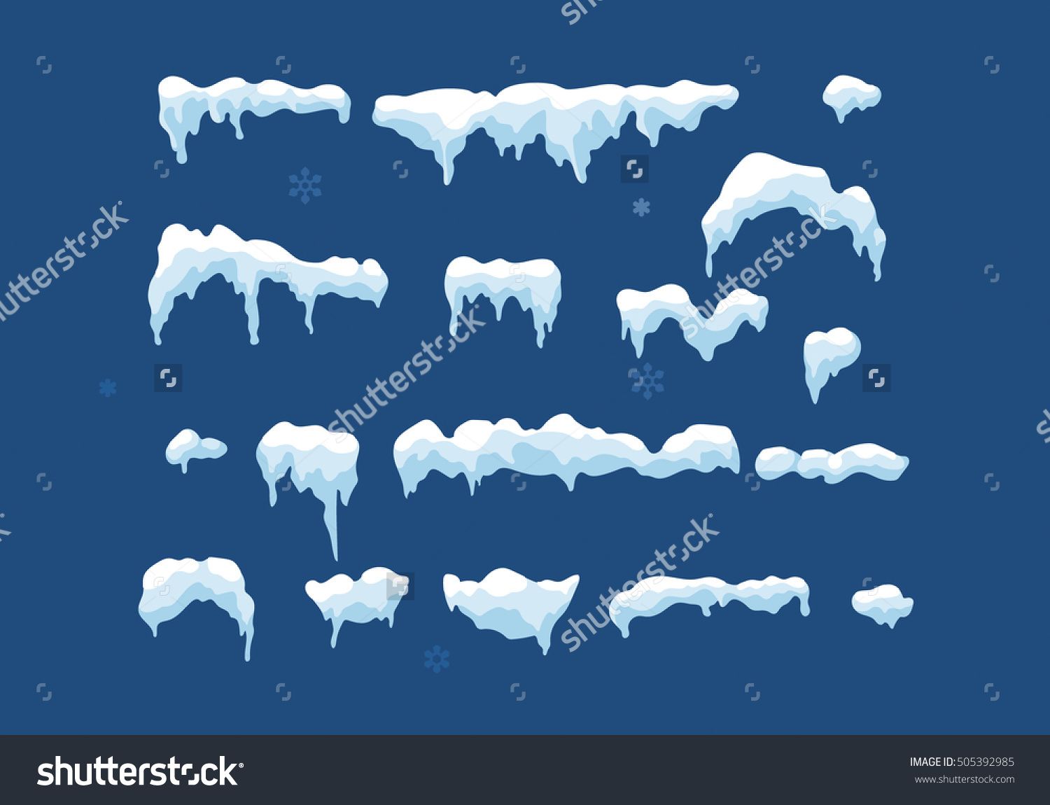 1500x1150 Set Of Isolated Snow Cap Snowy Elements On Winter Background