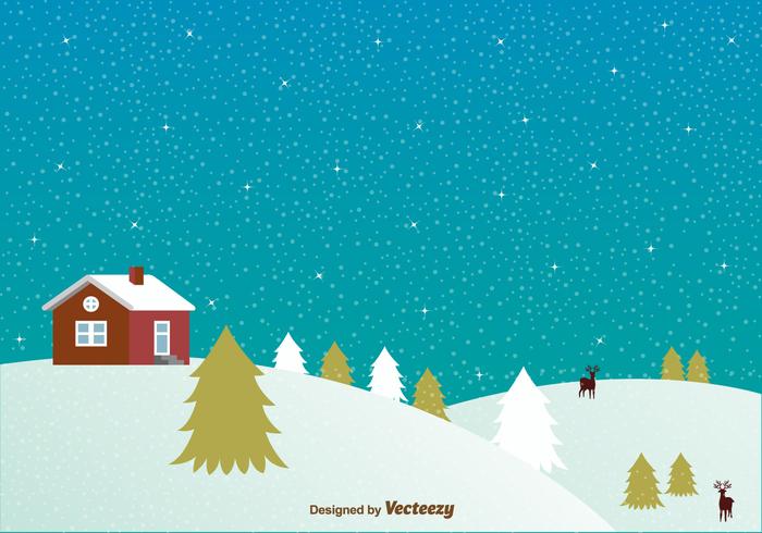 700x490 Snowy Night With House Background