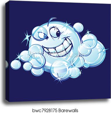 382x390 Smiling Soap Bubbles Vector Cartoon, Canvas Print Barewalls