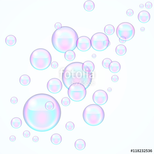 500x500 Background With Transparent Soap Bubbles, Vector Illustration