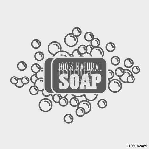 500x500 Natural Soap With Foam Vector Logo, Label Or Sign Template Stock
