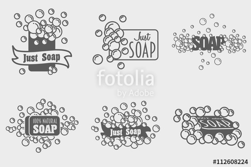 500x334 Set Of Soap With Foam Logos Or Labels Templates Vector