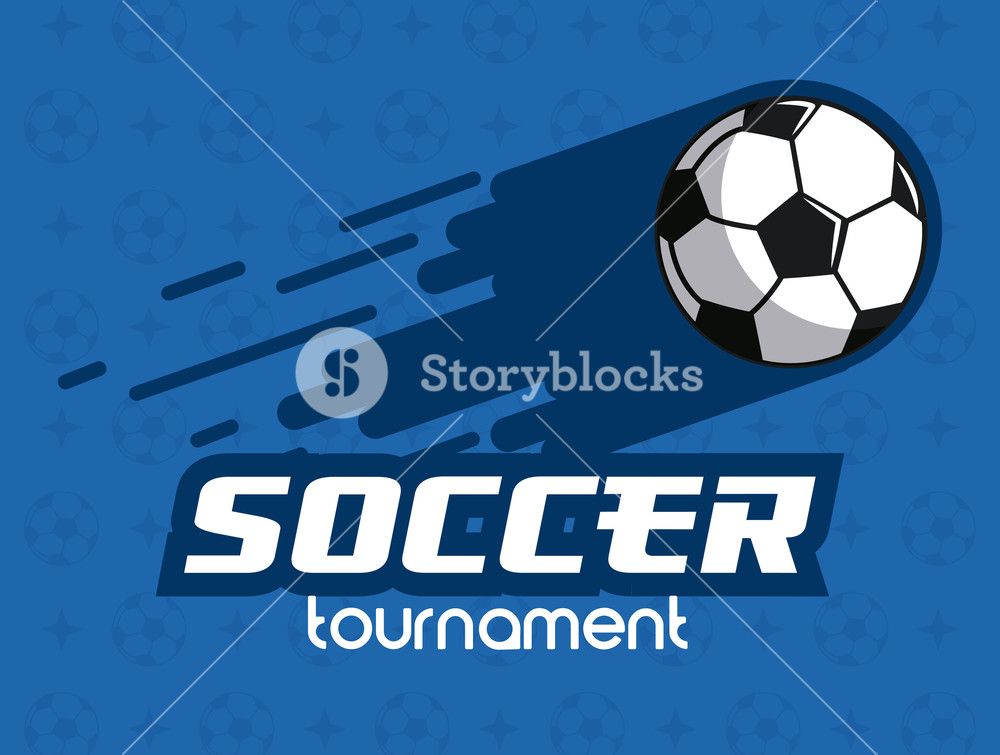 1000x755 Soccer Ball Launched Over Blue Background Vector Illustration