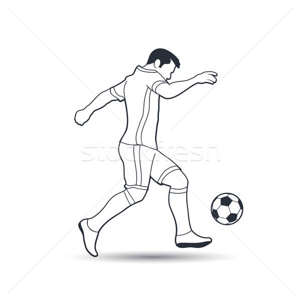 Soccer Player Shooting A Ball Outline Vector Illustration Vector 600x600 Soccer Player Shooting A Ball Outline Vector Illustration Vector