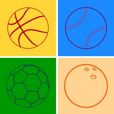 Soccer Tennis Basketball Bowling Balls Outline Flat Design Vectors 468x467 Soccer Tennis Basketball Bowling Balls Outline Flat Design Vectors