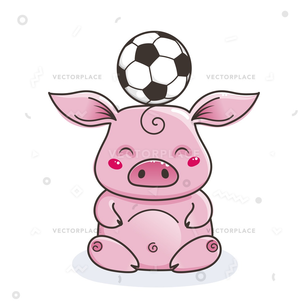 Cute Cartoon Pig Soccer Ball Baby Vector Illustration 1000x1000 Cute Cartoon Pig Soccer Ball Baby Vector Illustration
