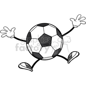 300x300 Soccer Ball Faceless Cartoon Mascot Character Jumping Vector